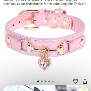 Pink Dog Collar with Gold Accents